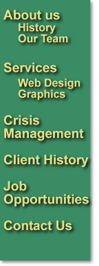 About Us, History, Our Team, Services, Client History, Crisis Mangement, Job Opportunity, Contact Us